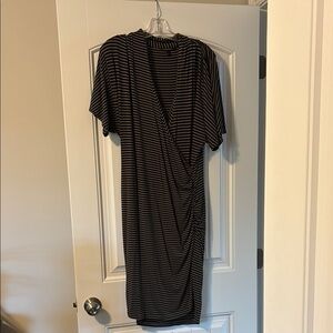 Banana Republic Black and White Striped Midi Dress